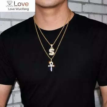 Подвеска-крест Анкх золотого цвета в стиле хип-хоп 45CM