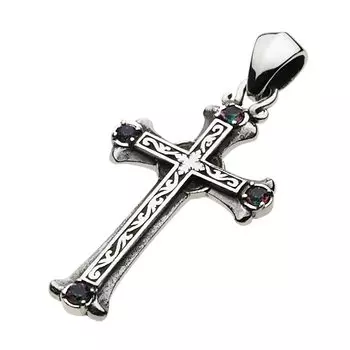 Подвеска-крест Арабеска Мистический кварц fp0391 [Figmart] [Серебряный аксессуар]