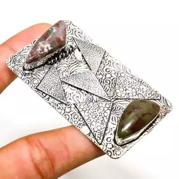 Подвеска «Кровь дракона», кружевной агат Лагуна, 925 проба, посеребренная подвеска 2,46 дюйма 2.46 розовый