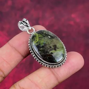 Подвеска «Кровь дракона», ювелирные изделия из драгоценных камней, подвеска из стерлингового серебра 925 пробы, подарок для женщин, подвеска ручной работы 2.04 Inches зелёный