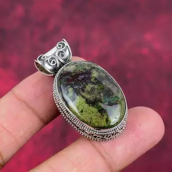 Подвеска «Кровь дракона», ювелирные изделия из драгоценных камней, подвеска из стерлингового серебра 925 пробы, подарок для женщин, подвеска ручной работы 1.69 Inches зелёный