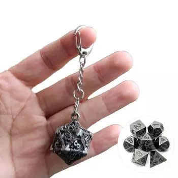 Подвеска-кубик дракона, брелок, крошечные металлические кубики, набор украшений, мини многогранные кубики, брелок, украшение для любителей моды 3
