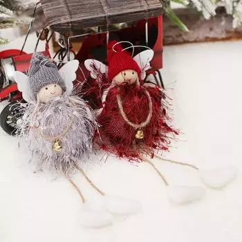 Подвеска-кукла-ангел, кукла-ангелочек с кружевными крыльями, подвесная подвеска на рождественскую елку, рождественские украшения, украшения для рождественской елки