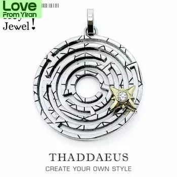 Подвеска-лабиринт с золотой подвижной звездой, ювелирные изделия на удачу, европейские бижутерия, аксессуары из стерлингового серебра 925 пробы, подарок для женщины