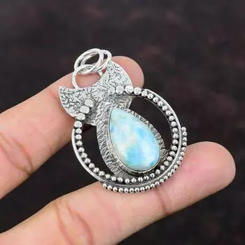 Подвеска Ларимар Очень красивые ювелирные изделия из драгоценных камней Подвеска из стерлингового серебра 925 пробы Ювелирные изделия ручной работы Подвеска с камнем по случаю рождения Подарок для матери Антикварная подвеска