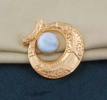 Подвеска Ларимар, Подвеска с драгоценными камнями, Позолоченная подвеска 14 карат, Женская ювелирная подвеска с камнем, Эффектная латунная подвеска Лучшая идея подарка для нее