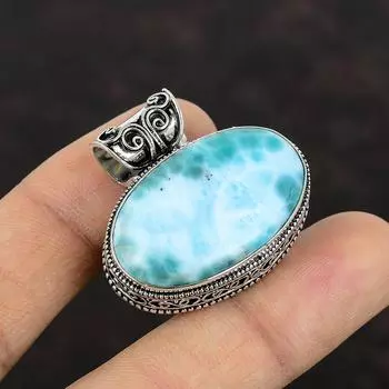 Подвеска Ларимар, винтажная подвеска, подвеска из стерлингового серебра 925 пробы, ювелирные изделия из драгоценных камней Ларимар, подвеска ручной работы, подарок для матери, подвеска из исцеляющего камня