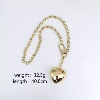 Подвеска Love на ключицу, модная популярная подвеска в виде сердца из сплава персикового цвета, ожерелье в форме сердца для женщин