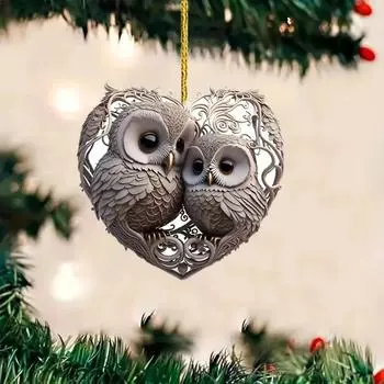Подвеска Love Owl 2D из акрила ко Дню святого Валентина, подходит для украшения окон в комнатах, дома, для праздничной вечеринки