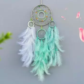 Подвеска-ловец снов из цветных перьев, колокольчики ручной работы, гостиная, спальня, красочный кулон NORMAL розовый