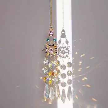 Подвеска-ловец солнца из кристаллов, призмы, солнце, луна, радуга, колокольчики, винтажный подвесной ловец света на окно, украшение для дома и сада
