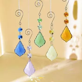 Подвеска «Ловец Солнца» Красочный дизайн в виде кленового листа Искусственный кристалл Украшение Создать атмосферу Оконный световой ловец