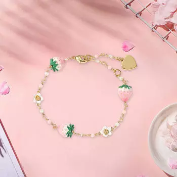 Подвеска-манжета в виде клубничного браслета для жены, девушки, любовницы розовый