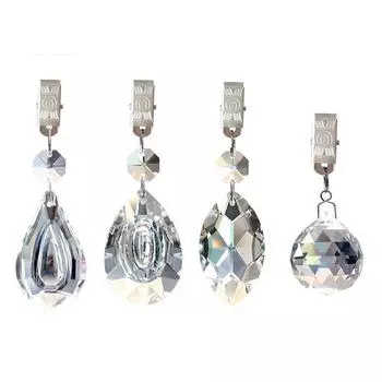 Подвеска металлическая 4шт скатерть капля воды хрустальное стекло призма кулон клип костюм 10cm