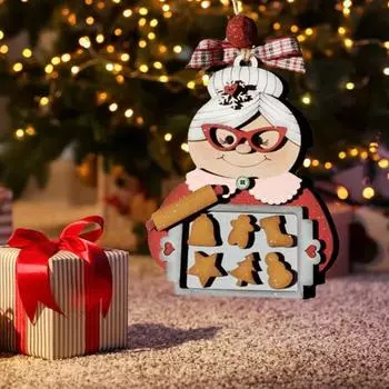 Подвеска миссис Клаус деревянная новогодняя елка подвесное украшение многоразовое выпечка рождество