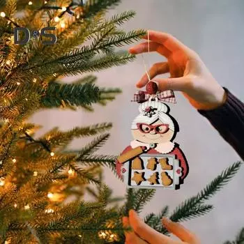 Подвеска миссис Клаус, деревянная рождественская елка, подвесное украшение, многоразовая выпечка, рождественская бабушка, праздничный декор для домашней рождественской вечеринки красный