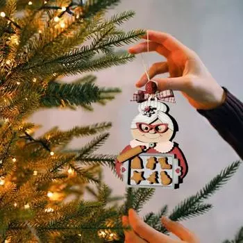 Подвеска миссис Клаус, деревянная рождественская елка, подвесное украшение, многоразовая выпечка, рождественская бабушка, праздничный декор для домашней рождественской вечеринки красный