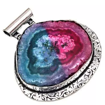 Подвеска Multy Solar Drusy Gemstone Подарок для нее Серебряные украшения 2