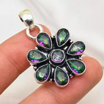 Подвеска Mystic Topaz из цельного серебра 925 пробы, подвеска из драгоценного камня ручной работы, на День памяти 1.77 Inches синий