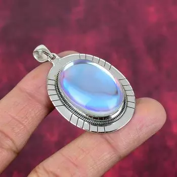 Подвеска Mystic Topaz, подвеска из драгоценного камня ручной работы, подвеска из цельного серебра 925 пробы, старинные ювелирные изделия, для подарка на помолвку 2.04 Inches белый
