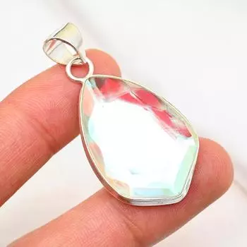 Подвеска Mystic Topaz, подвеска из драгоценного камня ручной работы, подвеска из цельного серебра 925 пробы, старинные ювелирные изделия, для подарка на помолвку 1.96 Inches белый