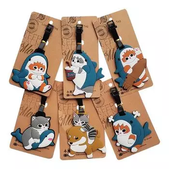 Подвеска на багажную бирку Акула Кот Капибара мультяшная Милая багажная бирка мультяшный чемодан идентификатор адрес держатель посадка багажа портативная подвеска A