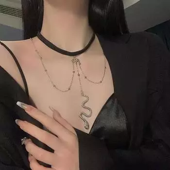 Подвеска на цепочку для ног в виде змеи, многослойное украшение для тела с кисточками и противоскользящей резинкой, украшение на бедро золотистый