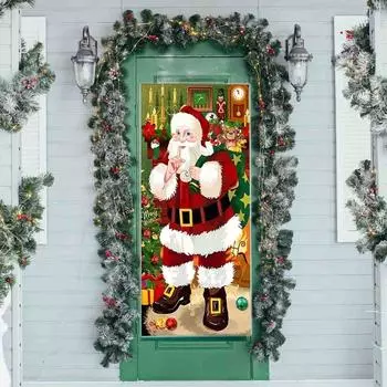 Подвеска на дверь Рождественская дверная крышка Атмосфера Композиция Праздничный реквизит Окно Знак Баннеры Фон Старик Снеговик
