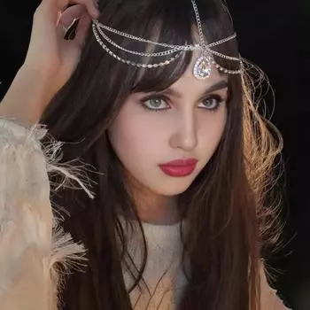 Подвеска на лоб в виде капли воды, украшение, регулируемая окружность головы, цепочка на лоб, аксессуар для волос серебряный