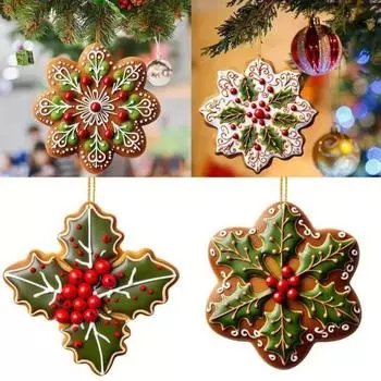 Подвеска на рождественскую елку 2D Снежинка подвесные украшения безделушки для вечеринок в помещении Акриловые плоские рождественские украшения 3