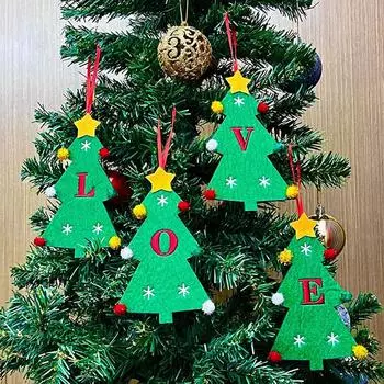 Подвеска на рождественскую елку из фетра, веселое рождественское украшение с английскими буквами, мини-елочные подвесные украшения на Новый год 2025 года, домашний декор