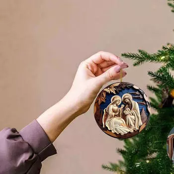 Подвеска на рождественскую елку, подвесные украшения для рождественской сцены, украшение для автомобиля из дерева, Рождество Style B