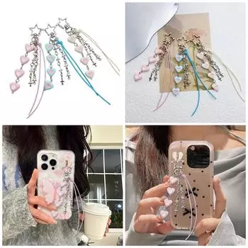 Подвеска на сумку для телефона, модная подвеска на сумку, чехол для наушников, подвеска в виде сердца, украшение для ключей, подходит для телефона и сумки розовый