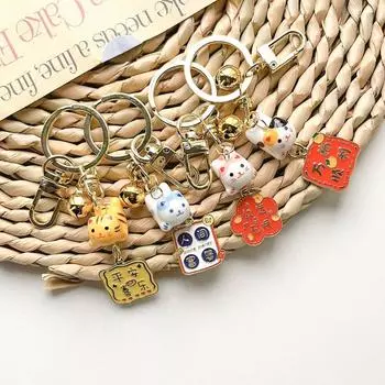 Подвеска на сумку Керамический брелок для ключей в виде кошки в японском стиле Сакура Автомобильный брелок Подвеска Манеки Неко Детские игрушки Style 7