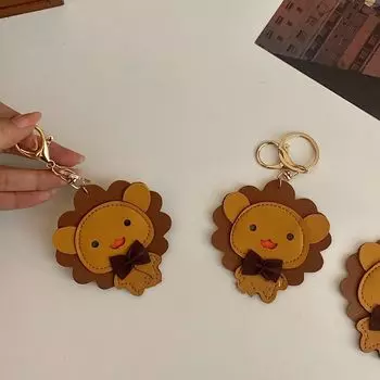 Подвеска на сумку PU брелок в виде льва пэчворк мультяшный лев кулон креативный автомобильный брелок для девочек/мальчиков коричневый