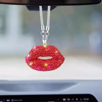 Подвеска на зеркало заднего вида автомобиля, легко подвешиваемая, сверкающие стразы в форме губ, подвески на зеркало заднего вида автомобиля, подвесное украшение белый