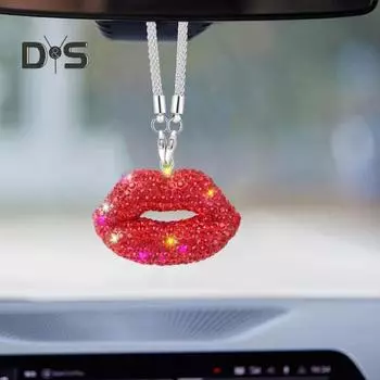Подвеска на зеркало заднего вида автомобиля, легко подвешиваемая, сверкающие стразы в форме губ, подвески на зеркало заднего вида автомобиля, подвесное украшение белый