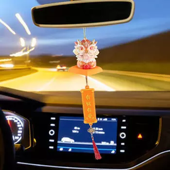Подвеска на зеркало заднего вида автомобиля, статуя дракона, подвесное украшение, автомобильный аксессуар с кисточкой для автодомов оранжевый