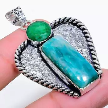 Подвеска Natural Quantum Quatrro, зеленый нефрит, стерлинговое серебро 925 пробы, 2,01 дюйма m1J06