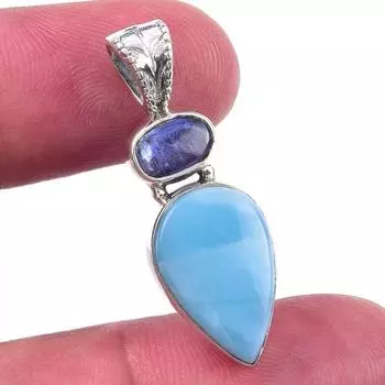 Подвеска Natural Republic из цельного серебра 925 пробы с ларимром и кианитом 1,25 g2l00