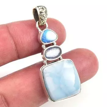 Подвеска Natural Republic из цельного серебра 925 пробы с ларимром и кианитом 1,75 p6G38