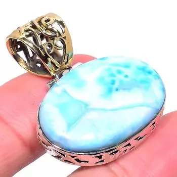 Подвеска Natural Republic Larimar из цельного стерлингового серебра 925 пробы в тон 1,42 дюйма Z4N87
