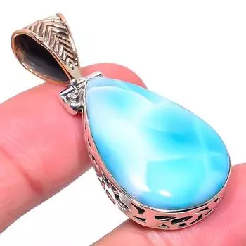 Подвеска Natural Republic Larimar из цельного стерлингового серебра 925 пробы в тон 1,81 дюйма z8z91