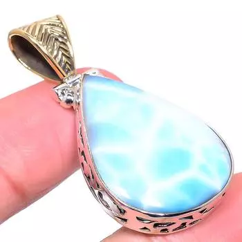 Подвеска Natural Republic Larimar из цельного стерлингового серебра 925 пробы в тон 1,89 дюйма e2v62