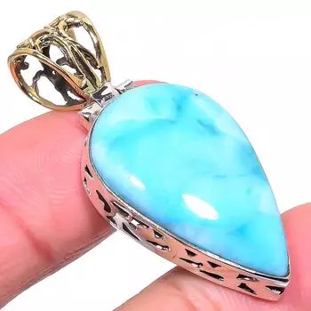 Подвеска Natural Republic Larimar из цельного стерлингового серебра 925 пробы в тонах 1,77 дюйма c3f02
