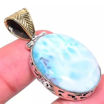 Подвеска Natural Republic Larimar из цельного стерлингового серебра 925 пробы в тон 1,73 дюйма K2s21