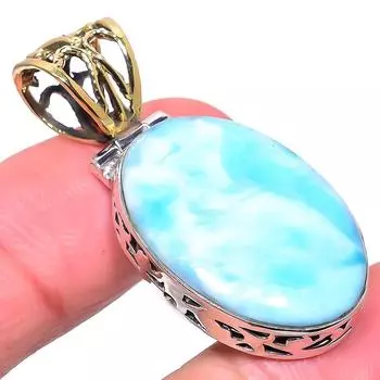 Подвеска Natural Republic Larimar из цельного стерлингового серебра 925 пробы в тон 1,65 дюйма F1y52