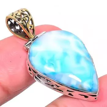 Подвеска Natural Republic Larimar из цельного стерлингового серебра 925 пробы в тон 1,54 дюйма n1I09