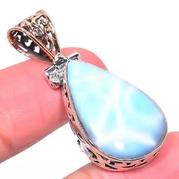 Подвеска Natural Republic Larimar из стерлингового серебра 925 пробы в тон буксира 1,65 дюйма O4G64