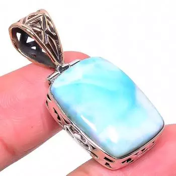 Подвеска Natural Republic Larimar из стерлингового серебра 925 пробы в тон буксира 1,65 дюйма m5F28